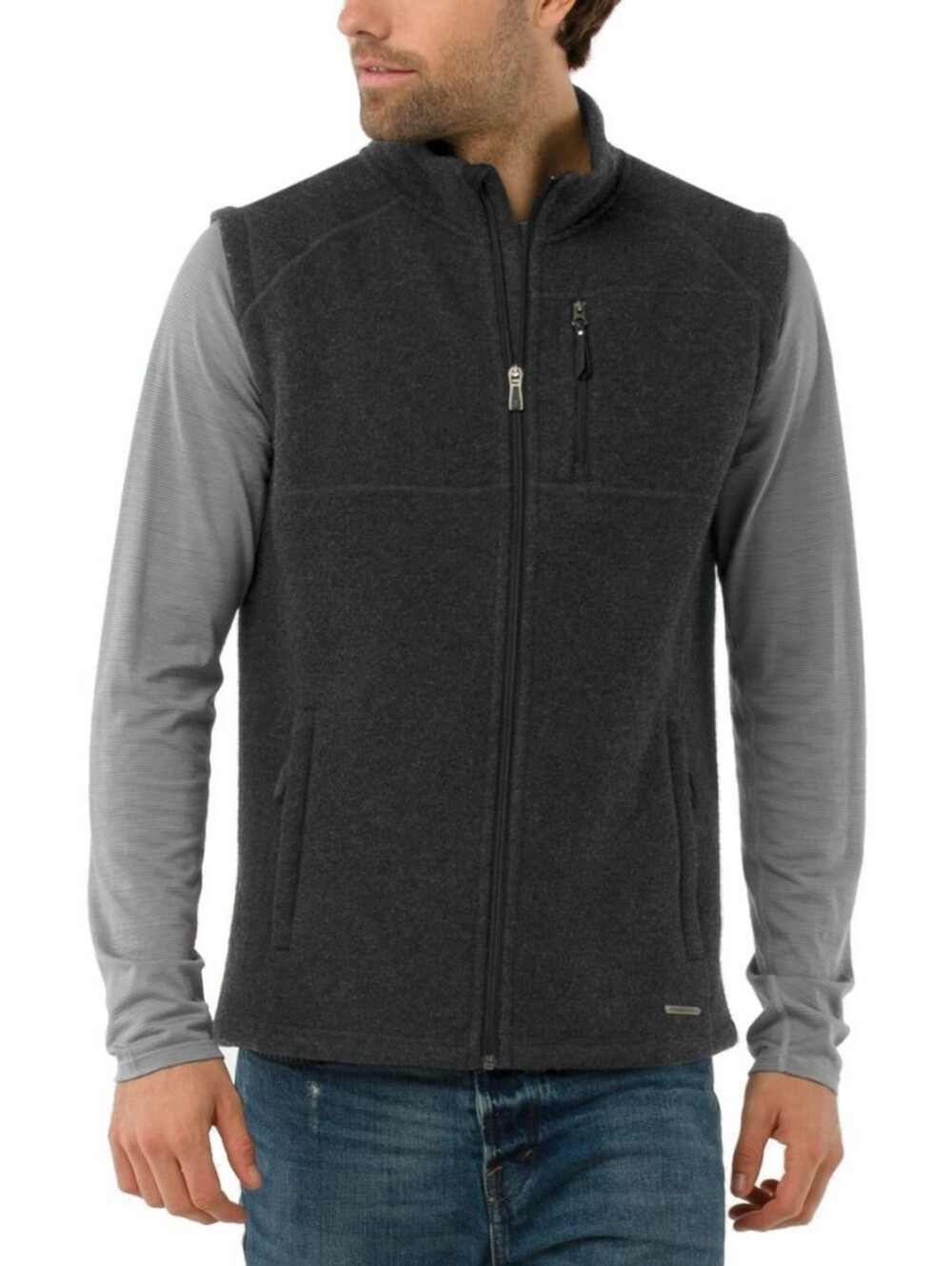 NEW Smartwool Echo Lake Merino Wool Fleece Vest Charcoal Heather Full Zip Size L